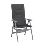 Fauteuil pliant matelassé dossier haut en acier gris l64xl62xh117 Fauteuil pliant matelassé dossier haut en acier gris l64xl62xh117
