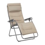Fauteuil pliant matelass zro gravit en acier beige l88xl71xh115