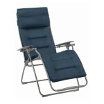 Fauteuil pliant matelassé zéro gravité en acier bleu l88xl71xh115 Fauteuil pliant matelassé zéro gravité en acier bleu l88xl71xh115