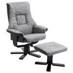 Fauteuil relax contemporain repose - pied bois noir tissu technique gris Fauteuil relax contemporain repose - pied bois noir tissu technique gris