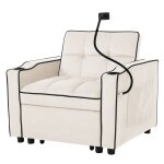 Fauteuil relax manuel convertible 3 - en - 1 beige velours