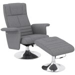 Fauteuil relax massant avec pouf tissu effet lin gris foncé Fauteuil relax massant avec pouf tissu effet lin gris foncé