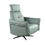 Fauteuil relax pivotant en cuir vert turquoise
