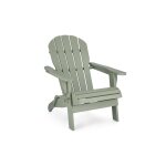 Fauteuil relax pliant  accoudoirs en bois vert gris