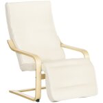 Fauteuil relax repose - pied réglable bois massif crème Fauteuil relax repose - pied réglable bois massif crème