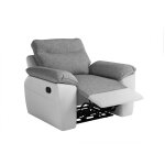 Fauteuil de relaxation manuel en tissu et simili - blanc / gris