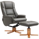 Fauteuil de relaxation repose - pied bois massif gris