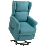 Fauteuil releveur inclinable repose - pied ajustable tissu bleu