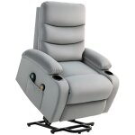 Fauteuil releveur massant chauffant inclinable velours gris clair Fauteuil releveur massant chauffant inclinable velours gris clair