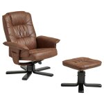 Fauteuil avec repose - pied en simili cuir, vintage / noir Fauteuil avec repose - pied en simili cuir, vintage / noir