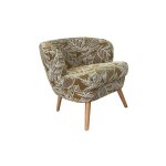 Fauteuil rtro en tissu jacquard motifs floraux