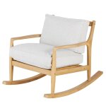 Fauteuil rocking chair en bois d'acacia coussins en polyester recycl gris chin