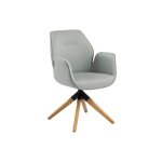 Fauteuil de salle � manger tissu et bois clair