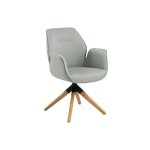 Fauteuil de salle  manger tissu et bois clair gris