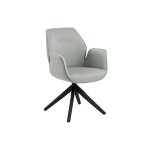 Fauteuil de salle  manger tissu et bois noir gris