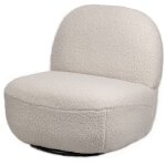 Fauteuil de salon pivotant en bouclette blanche