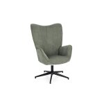 Fauteuil de salon pivotant en tissu  accoudoirs dossier haut