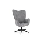 Fauteuil de salon pivotant en tissu  accoudoirs dossier haut gris