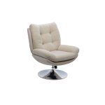 Fauteuil de salon relax pivotant en tissu beige Fauteuil de salon relax pivotant en tissu beige