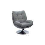Fauteuil de salon relax pivotant en tissu gris Fauteuil de salon relax pivotant en tissu gris