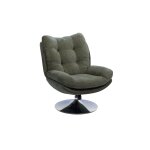Fauteuil de salon relax pivotant en tissu vert