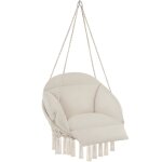 Fauteuil suspendu avec un coussin d'assise �pais beige
