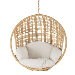 Fauteuil suspendu ext�rieur en r�sine recycl�e et coussin en polyester recycl� �cru (pied vendu s�par�ment) ...