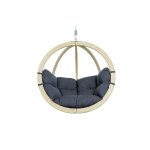 Fauteuil suspendu gris avec structure en bois Fauteuil suspendu gris avec structure en bois