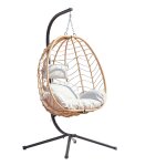 Fauteuil suspendu en rsine effet rotin naturel