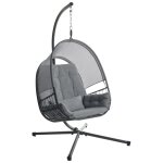 Fauteuil suspendu avec support tissu gris fonc