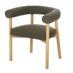 Fauteuil de table en bois de frêne et bouclettes vertes Fauteuil de table en bois de frêne et bouclettes vertes
