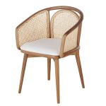 Fauteuil de table cru et cannage en rotin