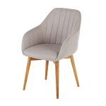 Fauteuil de table gris clair et pieds en bois de ch�ne