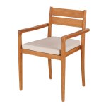 Fauteuil de table de jardin en bois de teck et coussin écru Fauteuil de table de jardin en bois de teck et coussin écru