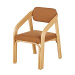 Fauteuil de table en rotin et textile marron