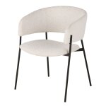 Fauteuil de table en tissu bouclettes recyclé écru Fauteuil de table en tissu bouclettes recyclé écru