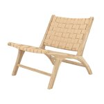 Fauteuil en teck et cuir tress beige
