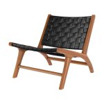 Fauteuil en teck et cuir trss noir