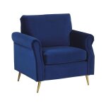 Fauteuil en velours bleu h90 Fauteuil en velours bleu h90
