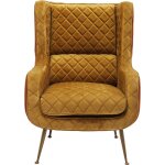 Fauteuil en velours ocre, cuivre et acier doré Fauteuil en velours ocre, cuivre et acier doré