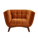 Fauteuil en velours orange curcuma Fauteuil en velours orange curcuma