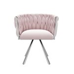 Fauteuil en velours rose avec pi�tement chrom�