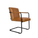 Fauteuil vintage en simili cuir cognac