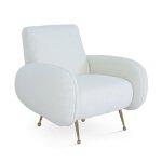 Fauteuil vintage en tissu bouclette blanc Fauteuil vintage en tissu bouclette blanc