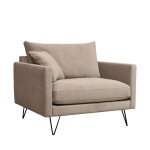 Fauteuil xl en velours pieds pingles noirs - beige