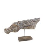 Figure tête cheval sculpté avec base en bois marron Figure tête cheval sculpté avec base en bois marron