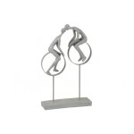 Figurine abstraite couple sur cercle en rsine gris 22x7x35 cm