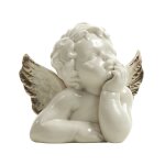 Figurine ange ail� d�corative en porcelaine blanche l13