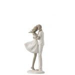 Figurine couple amoureux en rsine blanc 8x11x25 cm