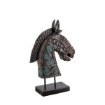 Figurine dcorative cheval en bois multicolore, h 48 cm